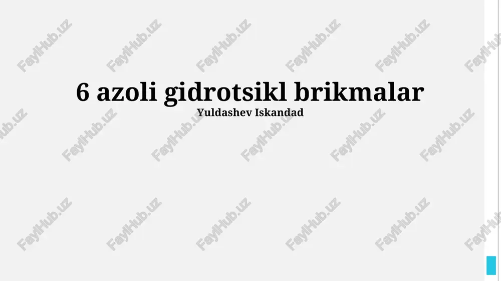 azol gidrotropik birikmalar — PPTX