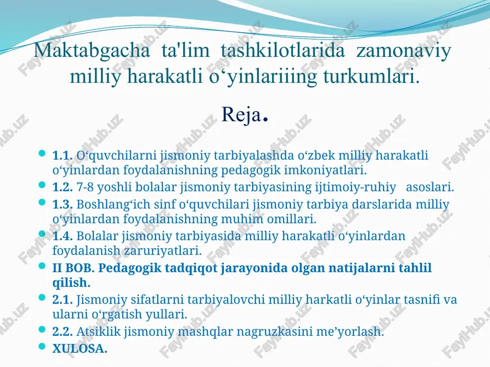 zamonaviy milliy harakatli o‘yinlar — PPTX