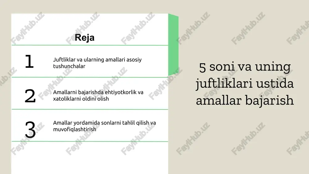 juftliklar va ularning amallari — PPTX