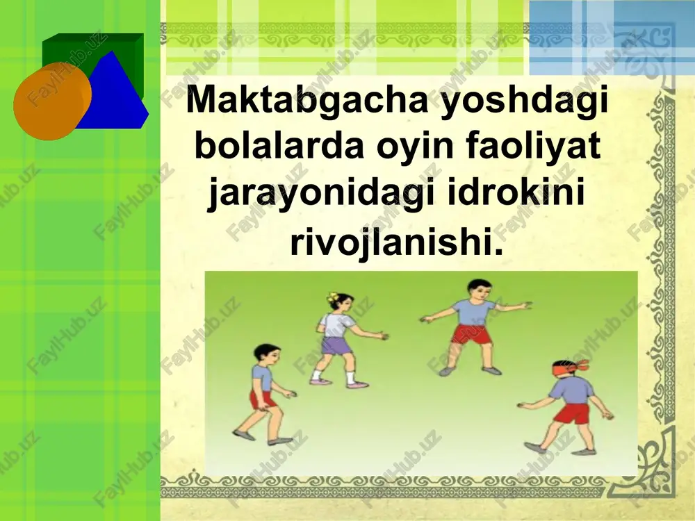o`yin faoliyatining pedagogik ahamiyati — PPTX