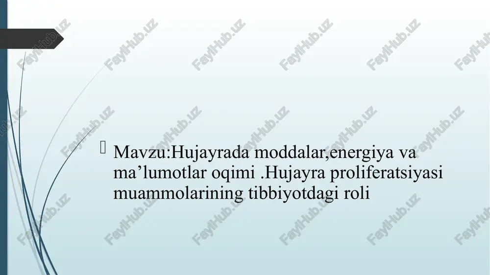 hujayradamoddalar, energiyavama’lumotlaroqimi — PPTX