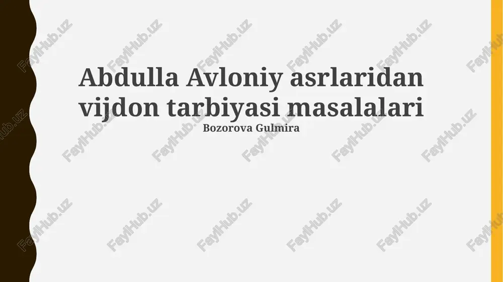 vijdon tarbiyasi haqida umumiy ma'lumotlar — PPTX