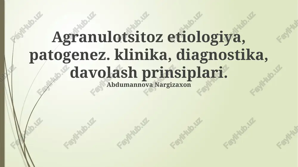 agranulotsitoz etiologiyasi — PPTX