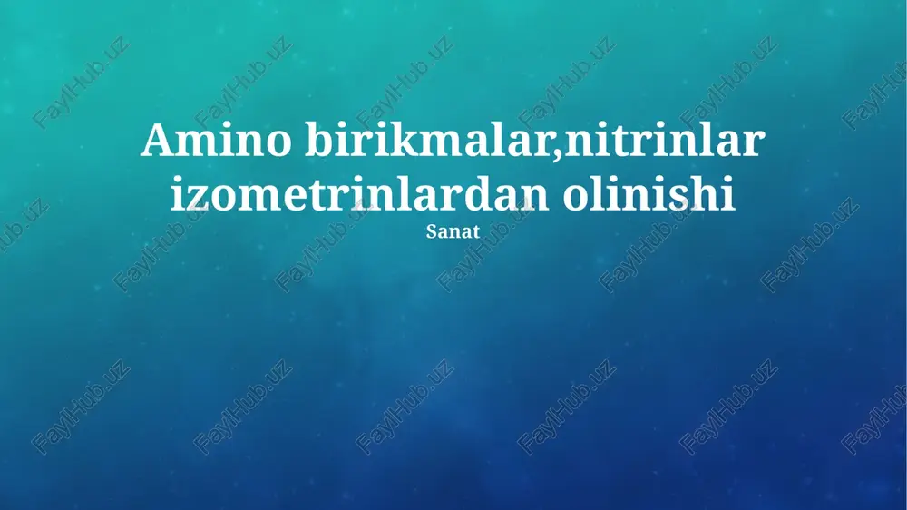 aminokislotalar: umumiy ma'lumotlar — PPTX