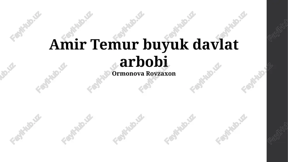 amir temur buyuk davlat arbobi — PPTX