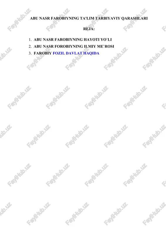 abu nasr farobiyning ta'lim tarbiyaviy qarashlari — DOCX
