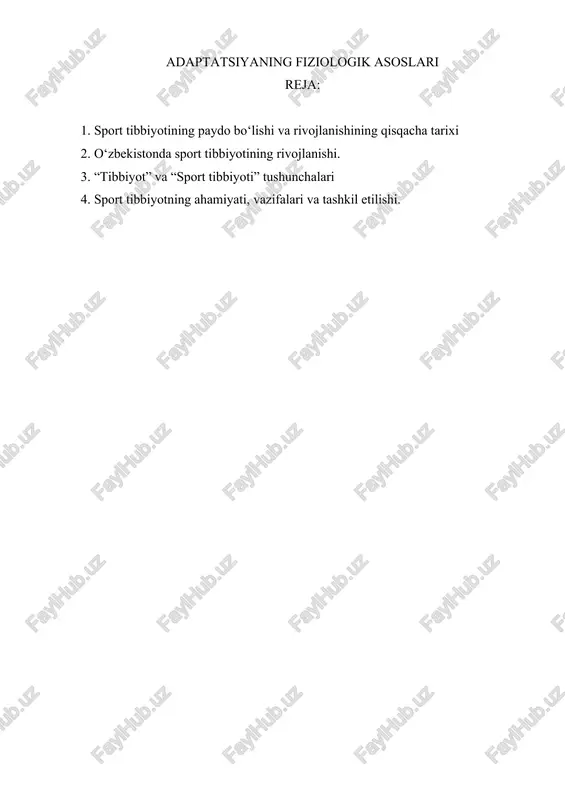 adaptatsiyaning fiziologik asoslari — DOC