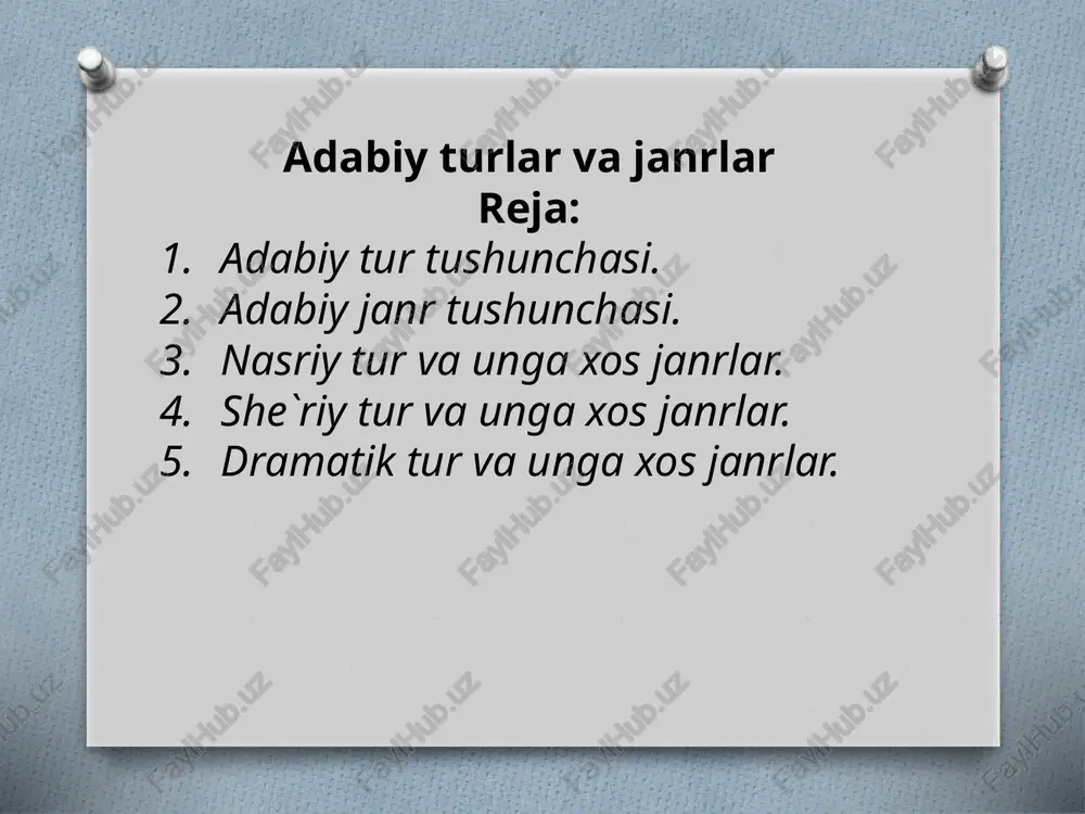 adabiy turlar va janrlar — PPTX