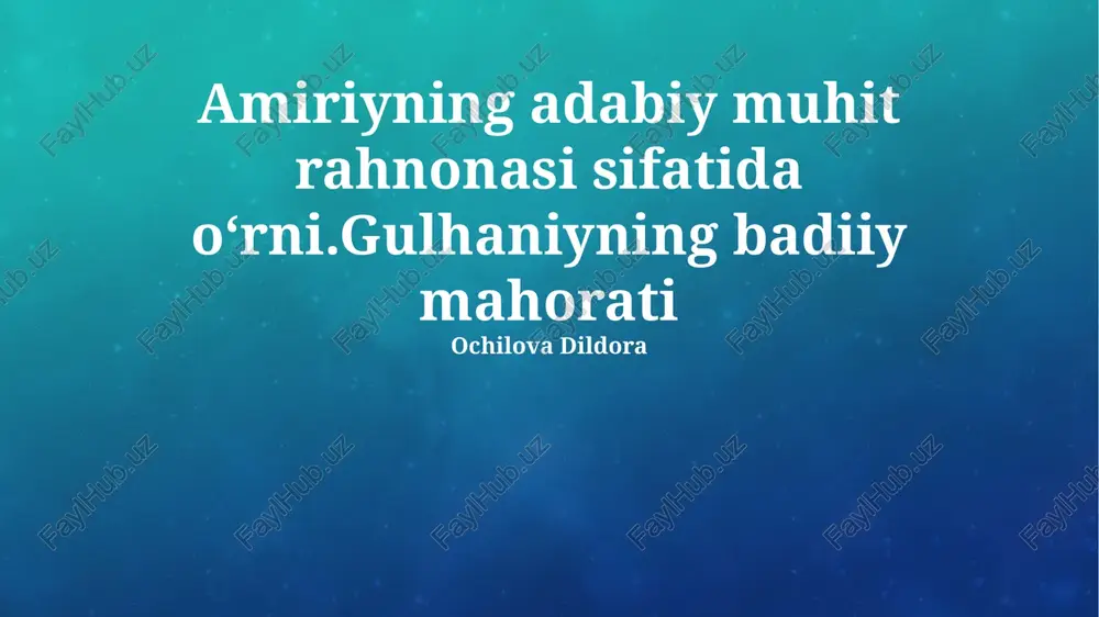 gulhaniyning badiiy mahorati — PPTX