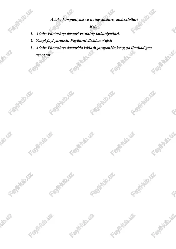 adobe kompaniyasi va uning dasturiy mahsulotlari — DOCX