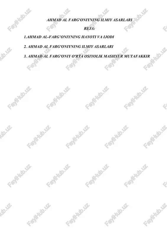 ahmad al farg'oniyning ilmiy asarlari — DOCX