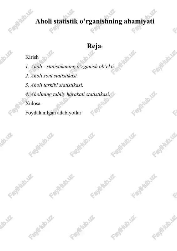 aholi statistik o’rganishning ahamiyati — DOCX