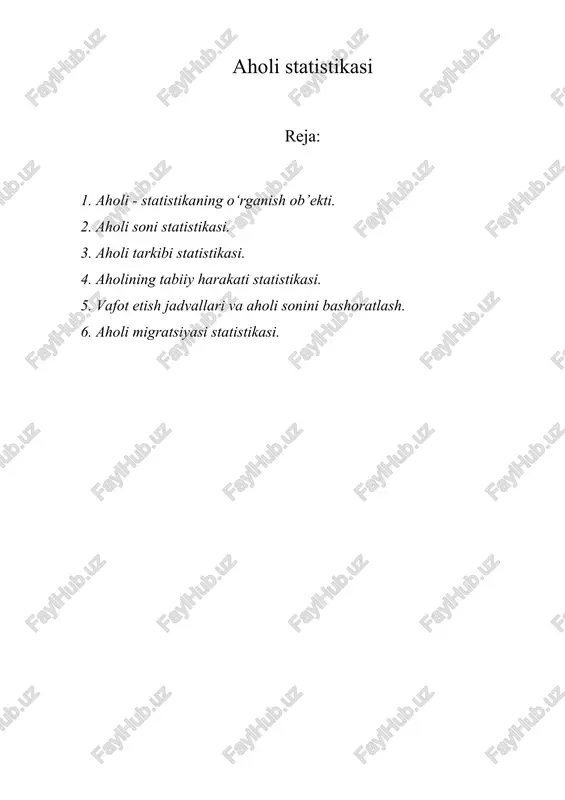 aholi statistikasi — DOCX