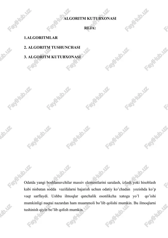 algoritm kutubxonasi — DOCX