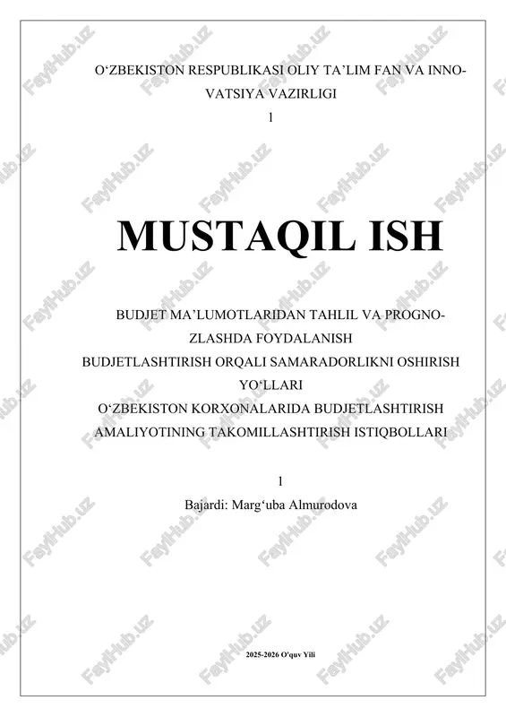 budjet ma’lumotlaridan tahlil va prognozlashda foydalanish — DOCX