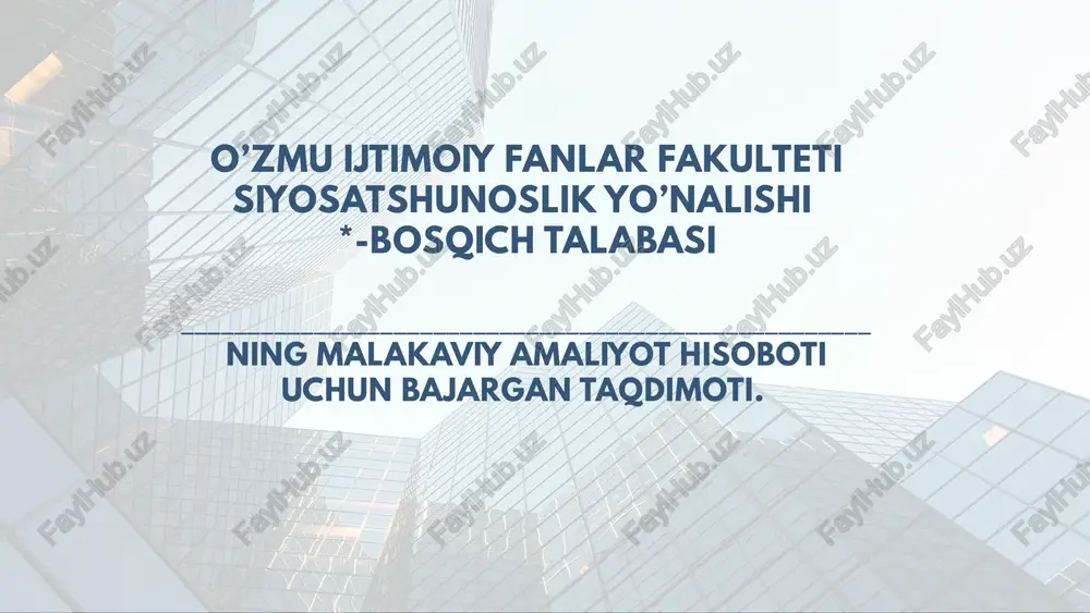 malakaviyamaliyot hisoboti — PPTX