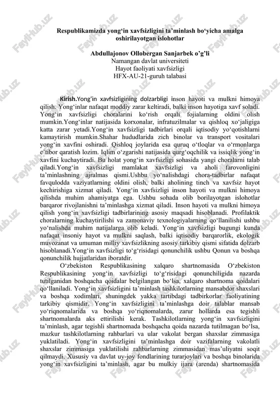 yong‘in xavfsizligi tadbirlari — DOCX