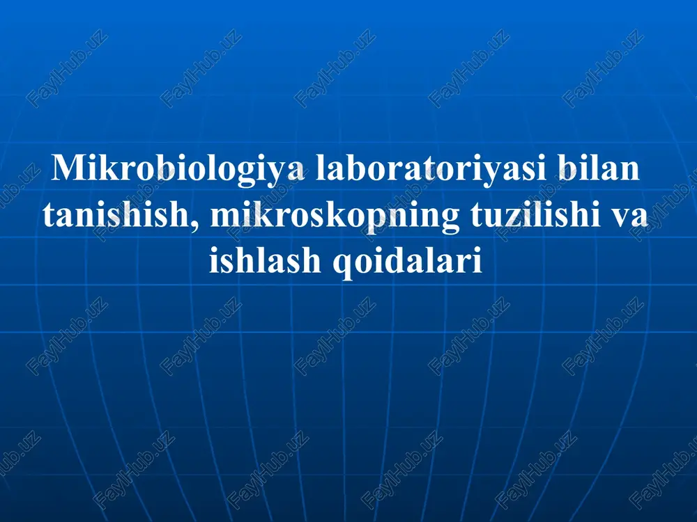 mikrobiologiya laboratoriyasi ishlash qoidalari — PPTX