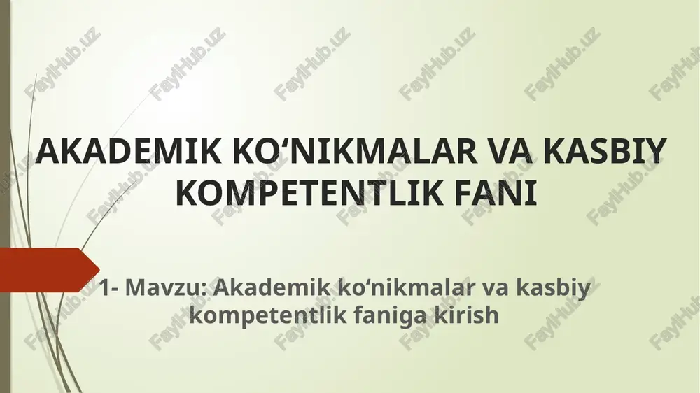 akademik ko‘nikmalar va kasbiy kompetentlik fani — PPTX