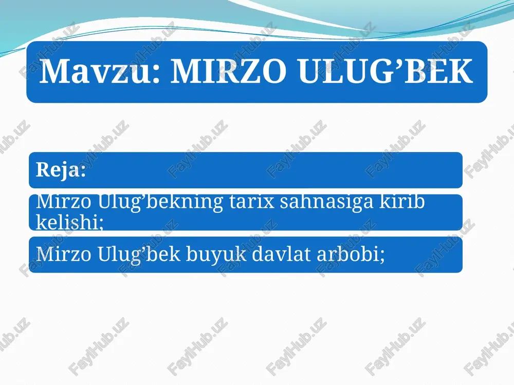 mirzo ulug’bek tarix sahnasiga kirishi — PPTX