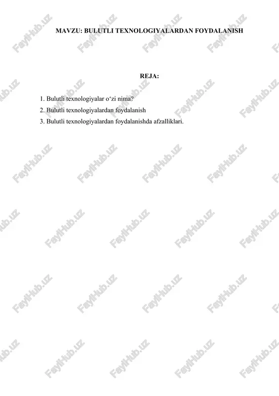 bulutli texnologiyalardan foydalanish — DOCX