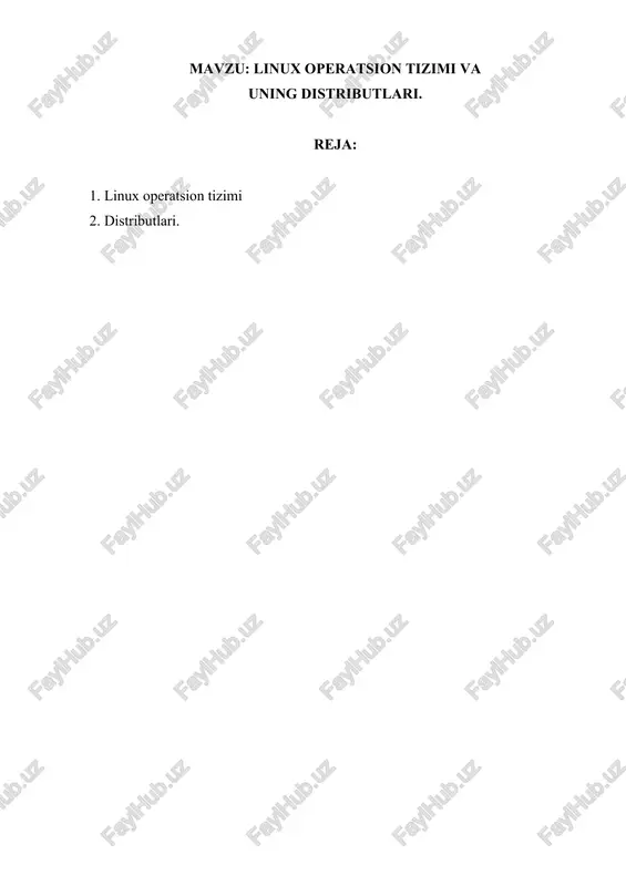 linux operatsion tizimi va uning distributlari — DOCX
