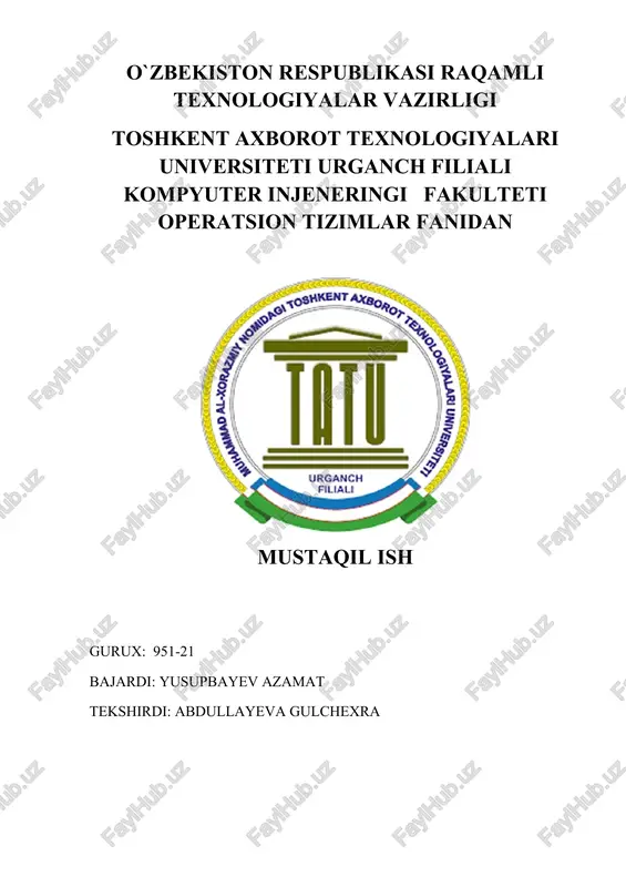 unix operatsion tizimi yaratilishi tarixi — DOCX