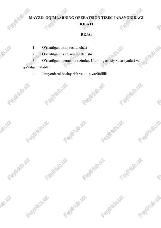 oqimlarning operatsion tizim jarayonidagi holati — DOCX