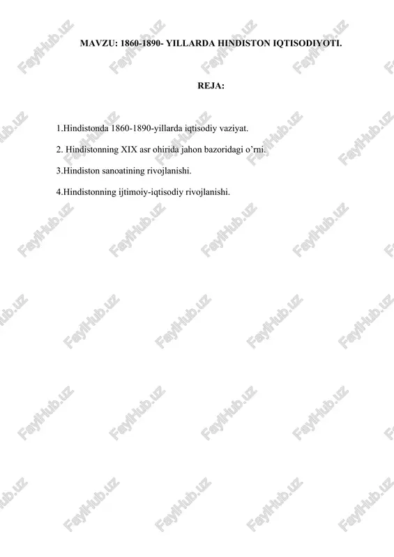 1860-1890- yillarda hindiston iqtisodiyoti — DOCX