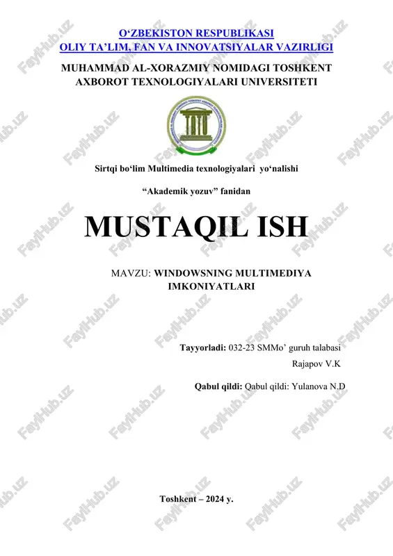 windowsning multimediya imkoniyatlari — DOCX