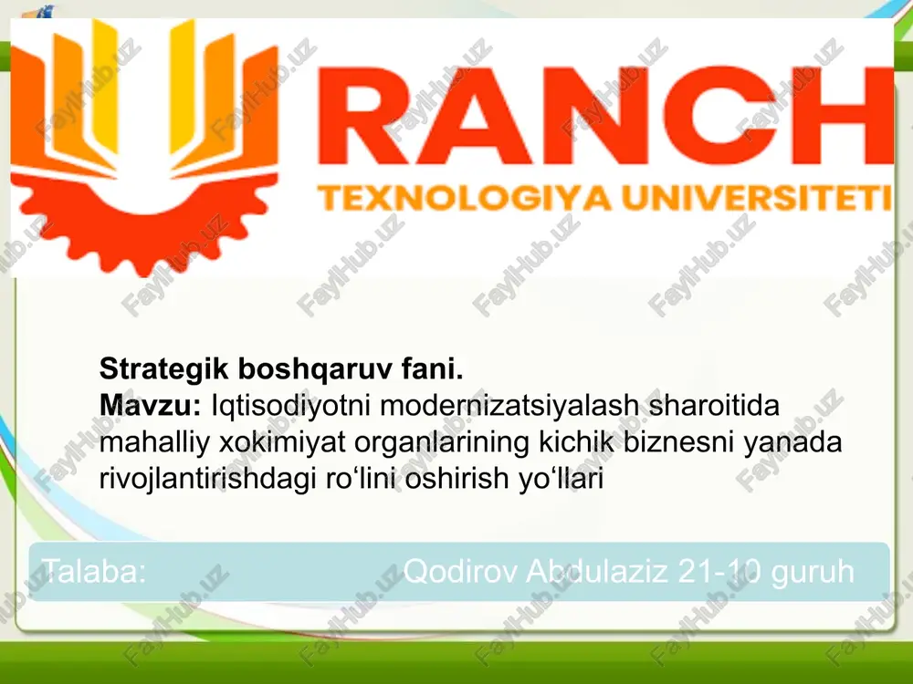 strategik boshqaruv faoliyati — PPTX