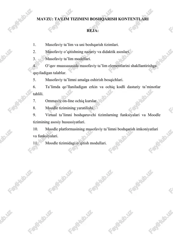 masofaviy ta’lim va uni boshqarish tizimlari — DOCX