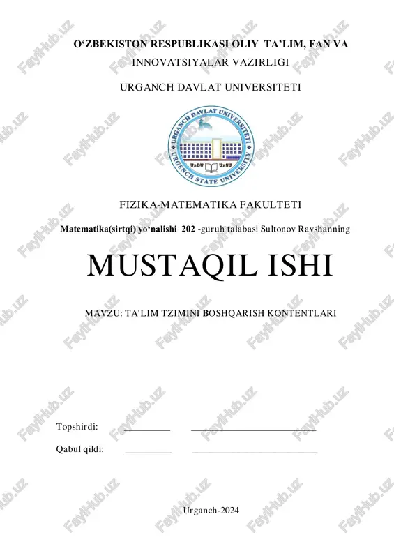 ta'lim tzimini boshqarish kontentlari — PDF