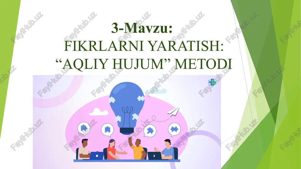 fikrlarni yaratish: “aqliy hujum” metodi — PPT