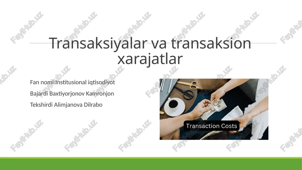 transksiyava transaksiyaxarajatlari — PPTX