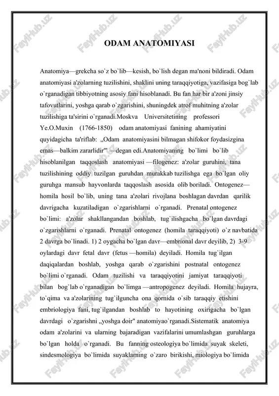 odam anatomiyasi — DOCX