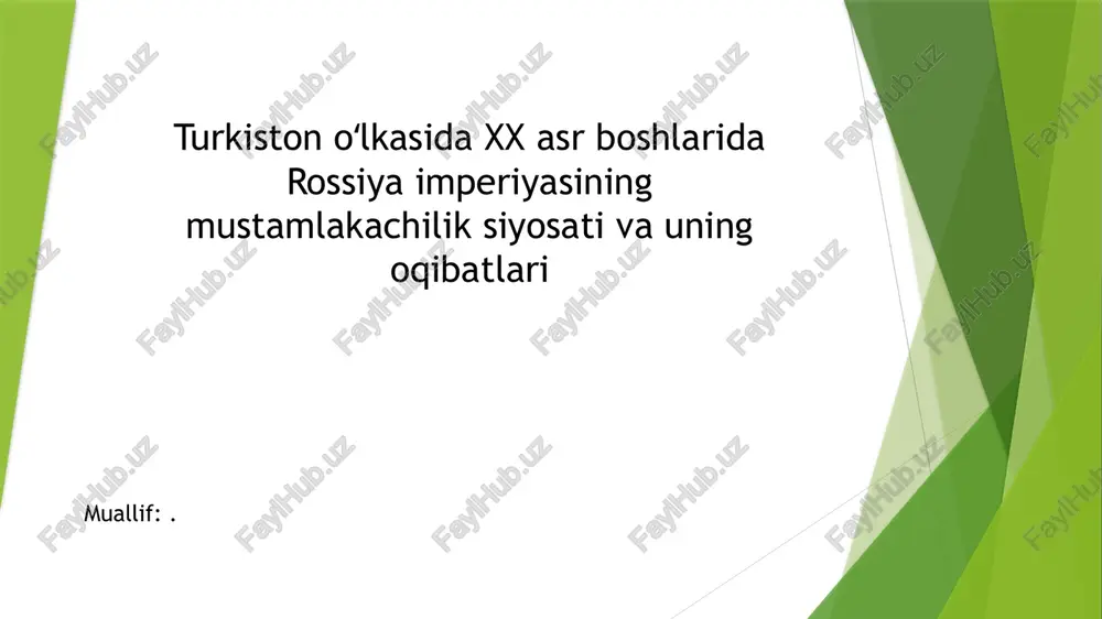 rossiya imperiyasining mustamlakachilik siyosati va uning oqibatlari — PPTX