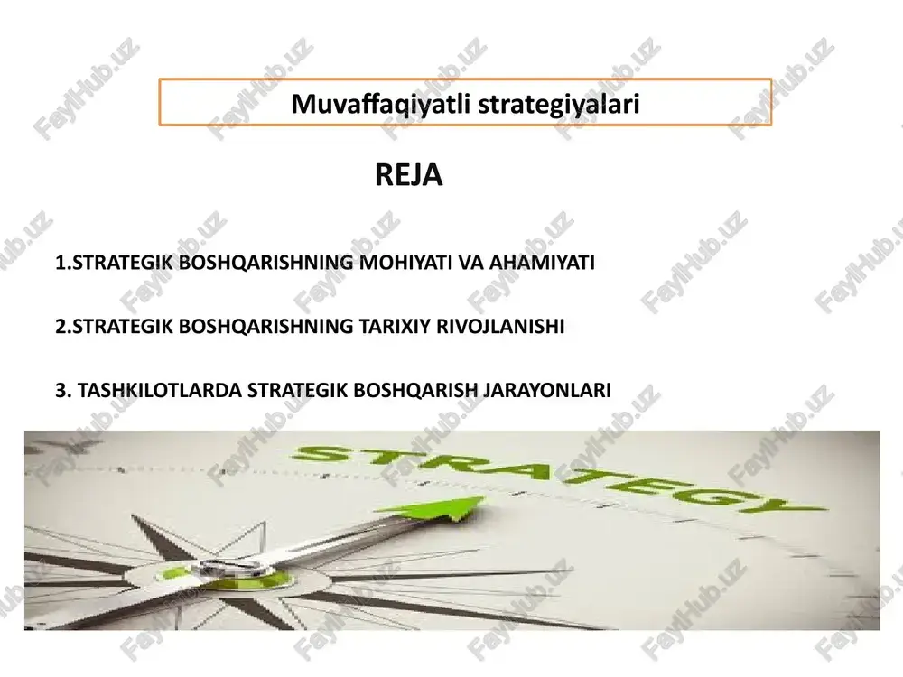 strategik boshqarishning mohiyati va ahamiyati — PPTX