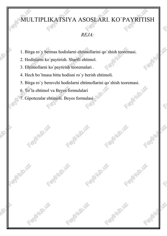 multiplikatsiya asoslari. ko`payritish — DOC