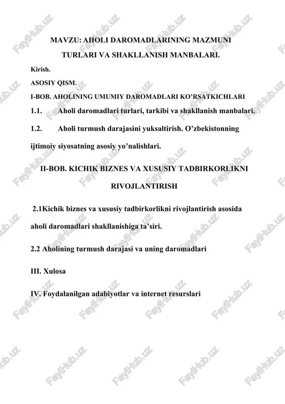 aholi daromadlari — DOCX