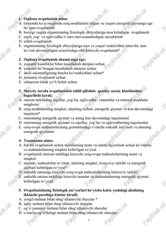oqilona ovqatlanish — DOCX