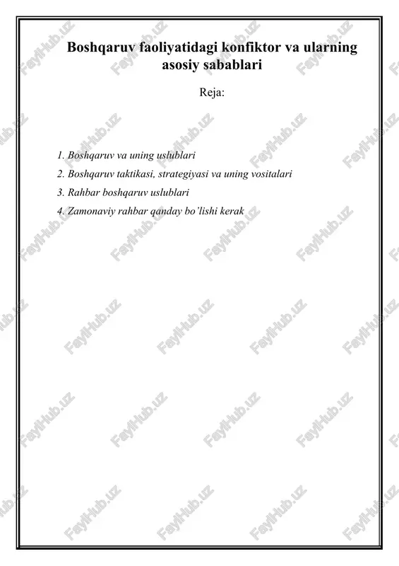korxonani boshqarishning mohiyati — DOCX
