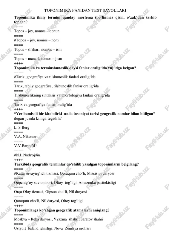 tarix test savollari — PDF