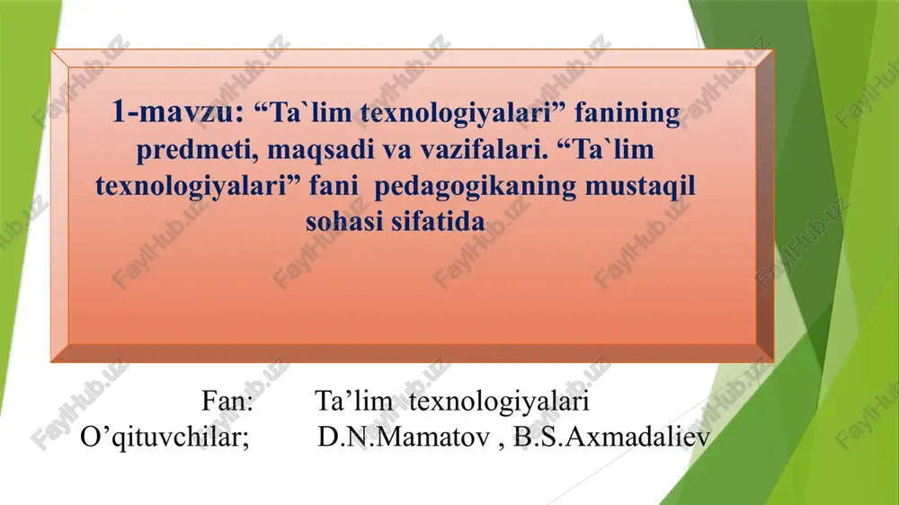 ta'lim texnologiyalari — PPTX
