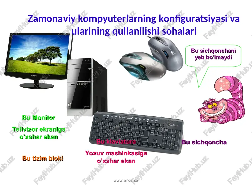zamonaviy kompyuterlarning konfiguratsiyasi va ularining qullanilishi sohalari — PPT