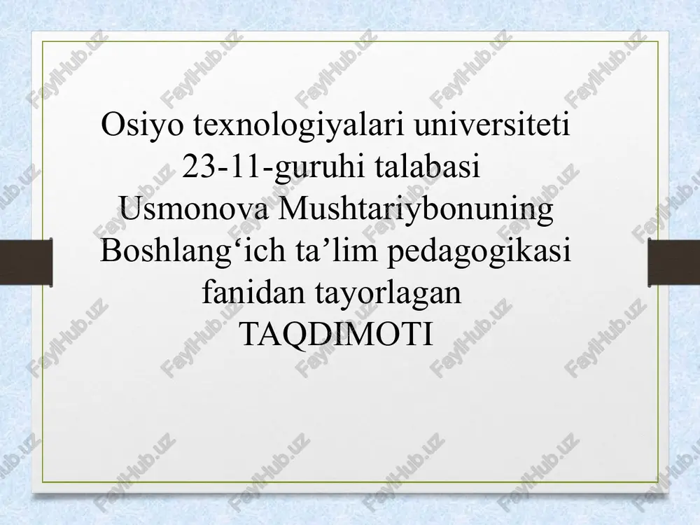 boshlangʻich taʼlim pedagogikasi — PPTX