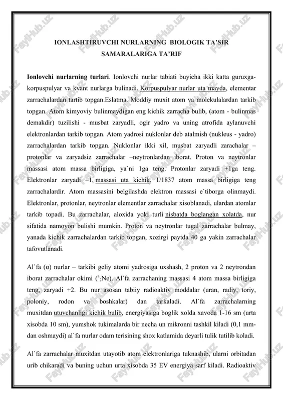 ionlovchi nurlar — DOCX