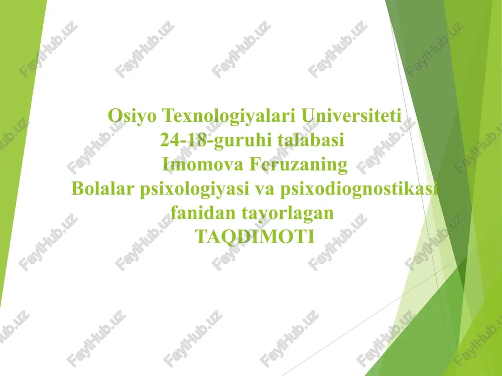 chaqaloqlik davrining psixologik xususiyatlari — PPT
