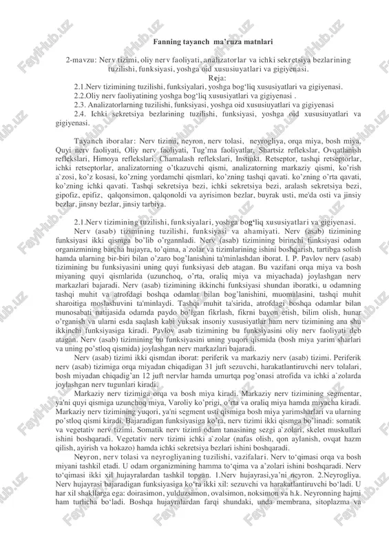 fanning tayanch ma’ruza matnlari — PDF