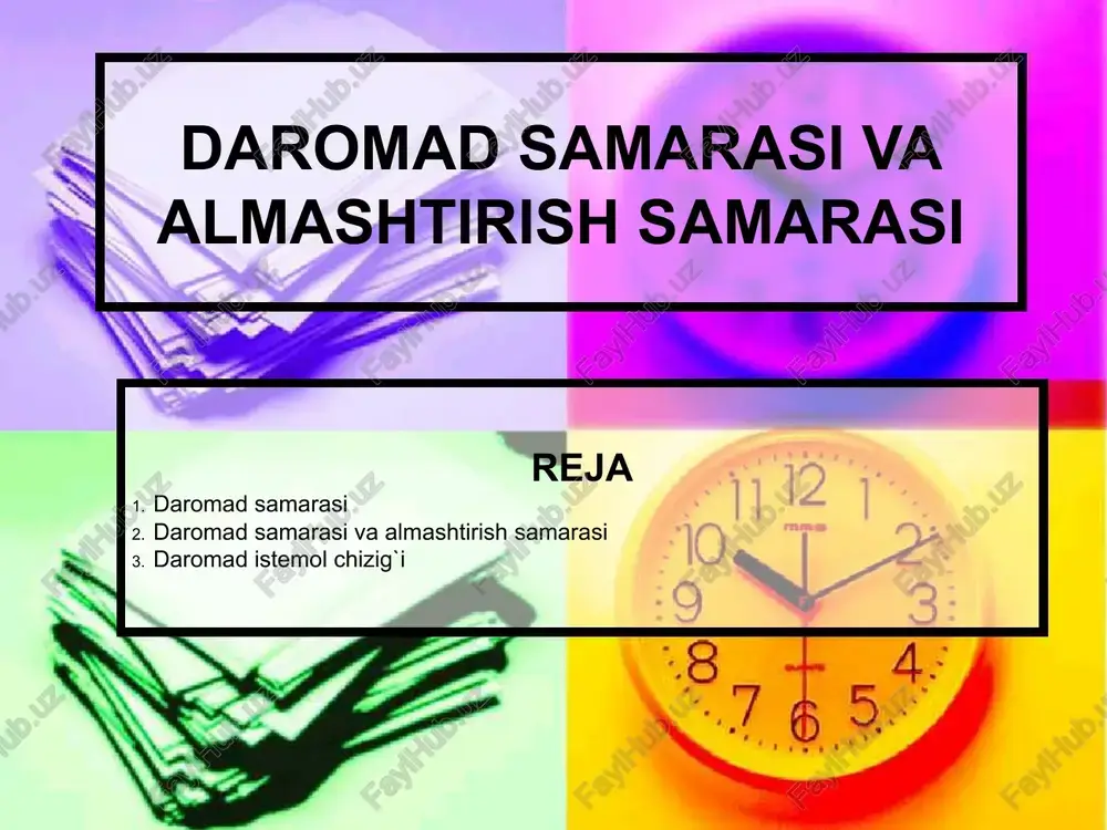 daromad samarasi va almashtirish samarasi — PPT